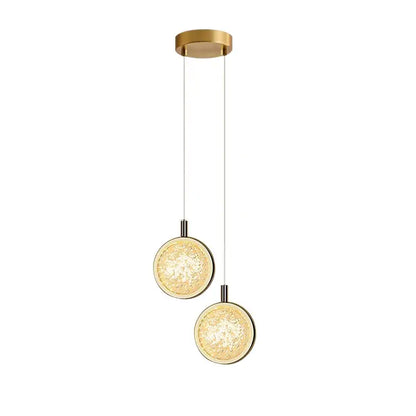Modern gold-toned decorbites dandelion crystal pendant light with two textured glass shades for dining room decor