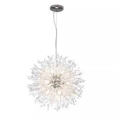 Silver dandelion gold chrome chandelier pendant light with crystal stems and chrome ceiling mount for dining room decorbites dandelion gold