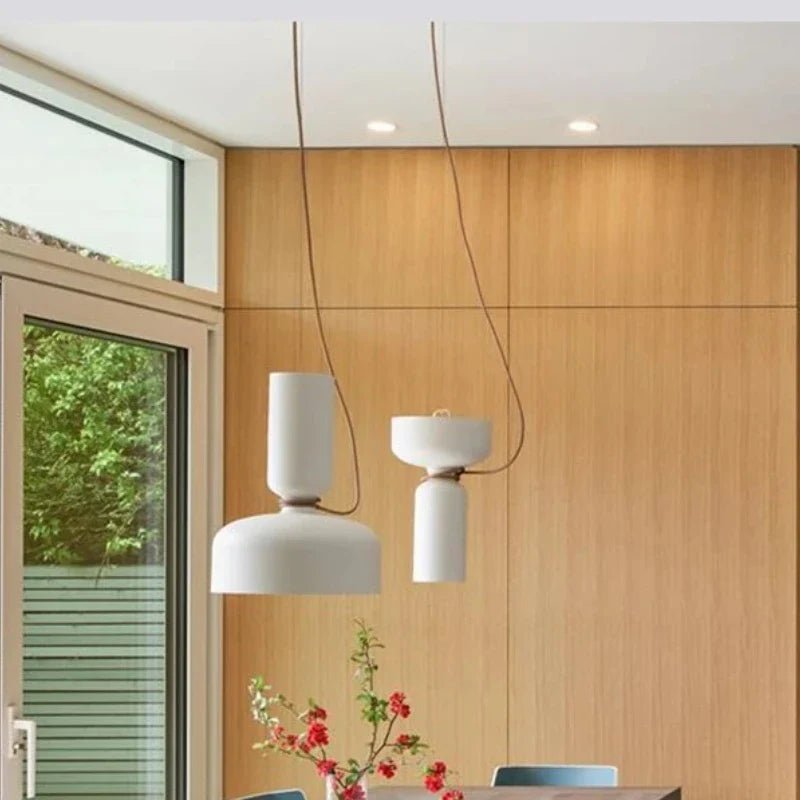 Danish Art Wrought Iron Pendant Light in Black or White - Decorbites