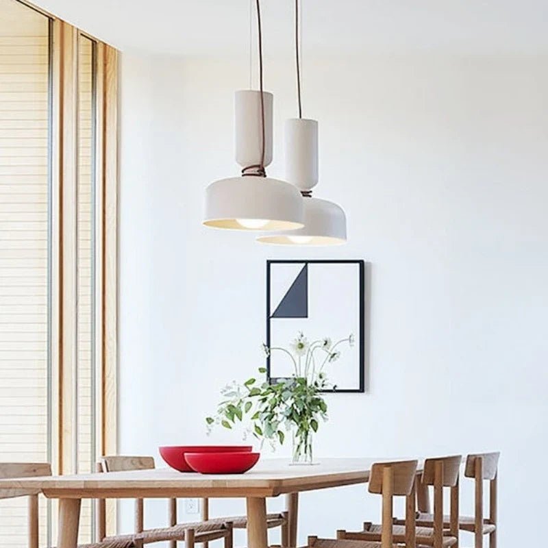 Danish Art Wrought Iron Pendant Light in Black or White - Decorbites