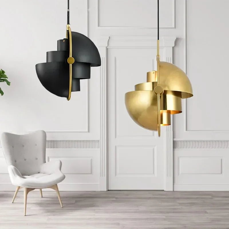 Danish Iron And Glass Pendant Light in Gold or Chrome - Decorbites