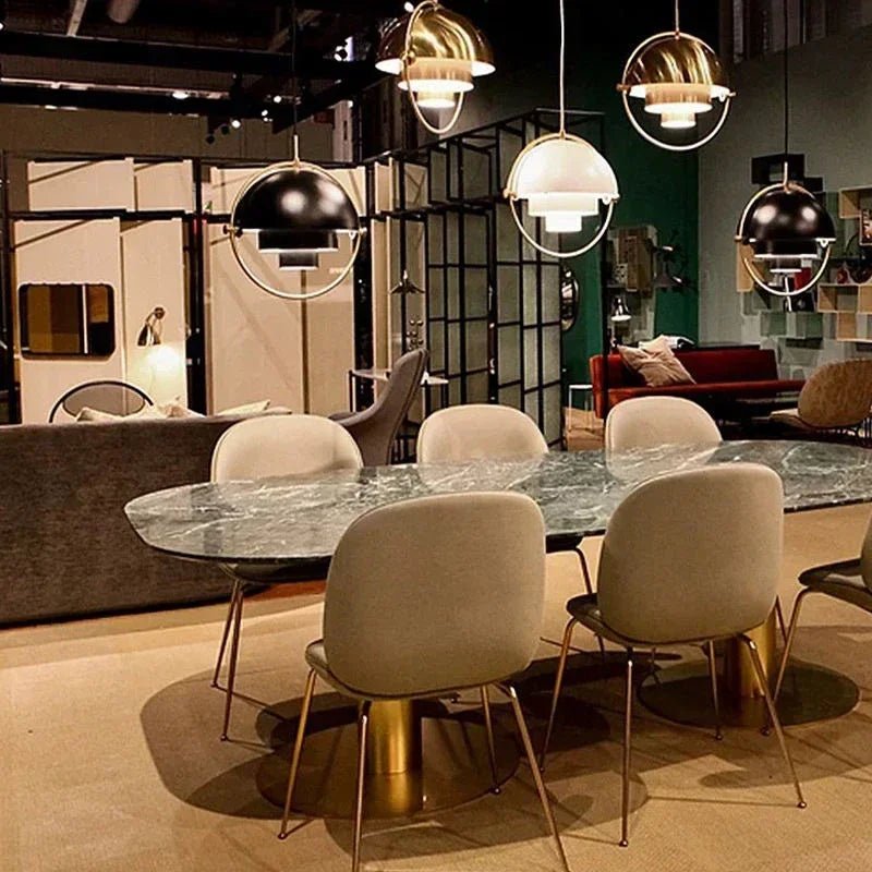 Danish Iron And Glass Pendant Light in Gold or Chrome - Decorbites