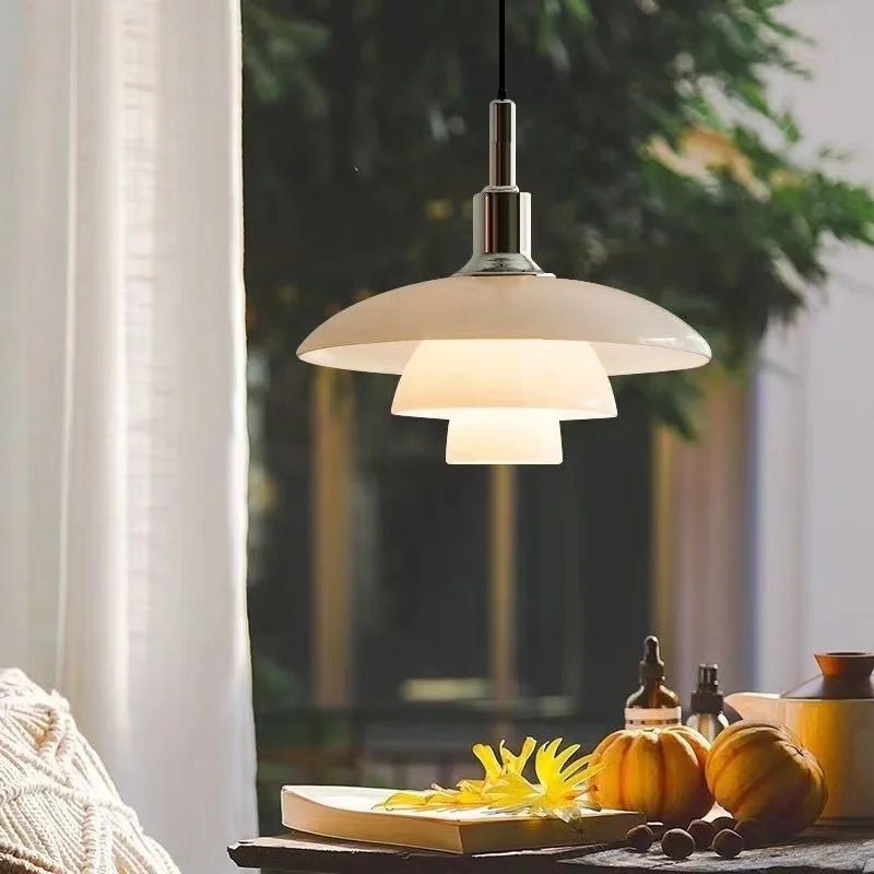 Danish Three-Layer Dish Glass Pendant Light - Decorbites