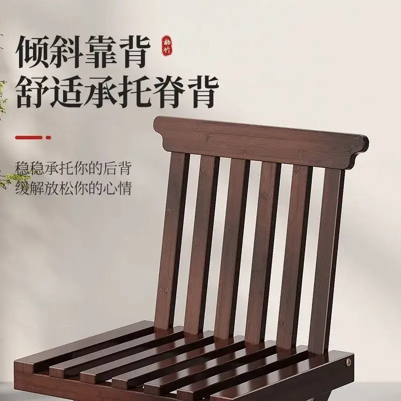 Dark brown bamboo low stool folding living room chair with slatted back and seat low stool for decorbites bamboo low