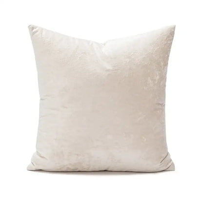 Cream-colored velvet throw pillow cover with soft plush texture and subtle sheen for decorbites dark grain decor