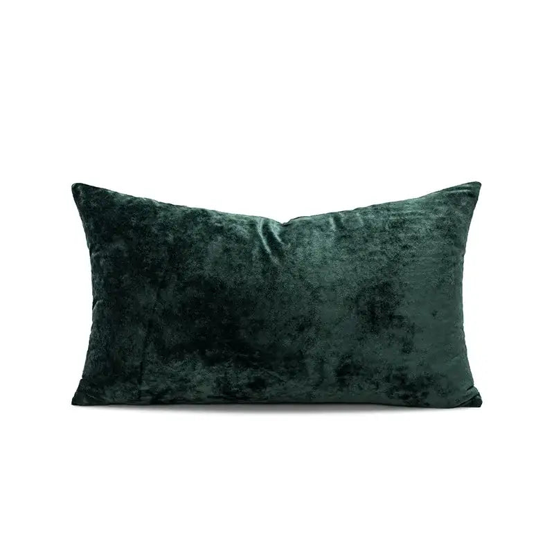 Deep emerald green velvet rectangular pillow cover with plush texture for dark grain decorbites dark grain living room decor