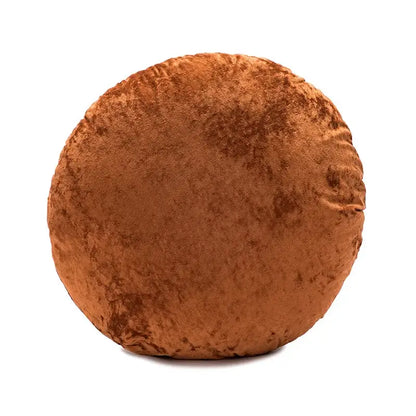 A plush round pillow cover in dark grain velvet fabric ideal for living room decor and decorbites dark grain collection