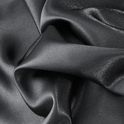 Dark gray imitation silk elastic band pillowcase set made of smooth black satin fabric with glossy finish for bedding decorbites elastic band