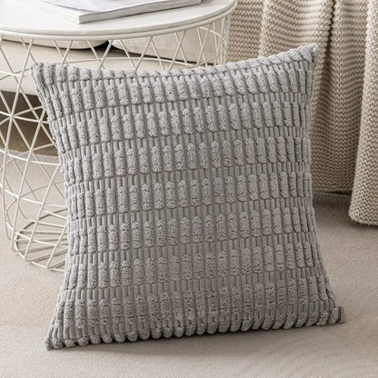 Dark gray ribbed corduroy pillow cover with raised woven pattern for living room cushion cover decorbites corduroy striped