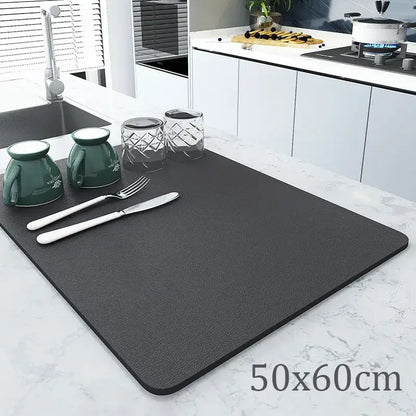 Dark gray textured silicone decorbites coffee mat designed as an absorbent kitchen drying mat for coffee use