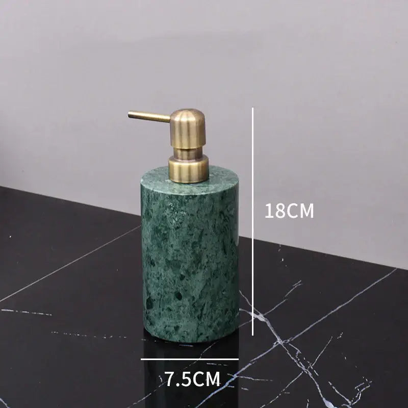 Dark green marble soap dispenser with brass pump from decorbites dark green marble bathroom accessory set