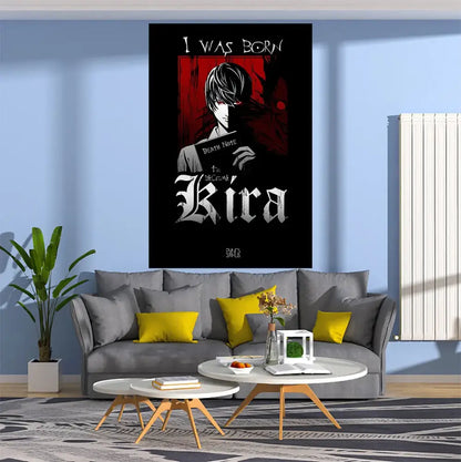 Black and red death note tapestry featuring anime character with notebook for decorbites death note bedroom wall hanging