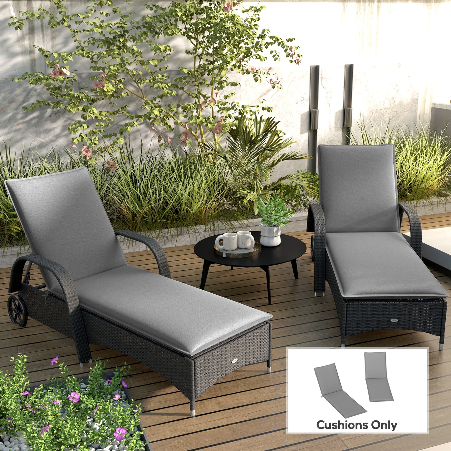 Foldable Chaise Lounge Cushion Set of 2