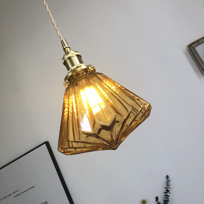 Japanese-style Brass And Glass Pendant Light