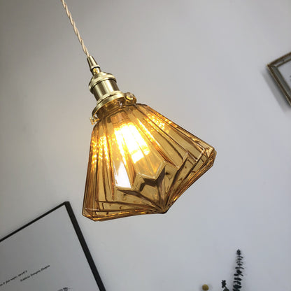 Japanese-style Brass And Glass Pendant Light