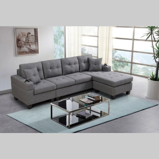 Gray Fabric Sectional Sofa