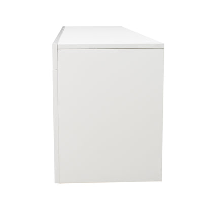 Modern White TV Stand, 20 Colors LED TV Stand W Remote Control Lights