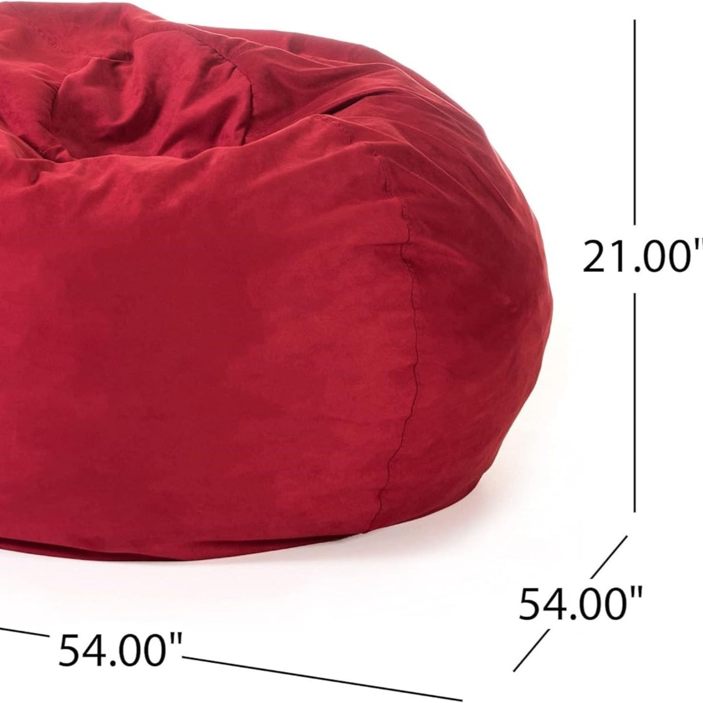 5-Foot Comfortable High-Density Shredded Foam Bean Bag Chair For Kids And Adults, With Removable Microsuede Cover, Ideal Reading And Bedroom Floor Lounge, Chinese Red
