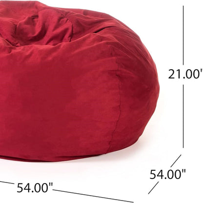 5-Foot Comfortable High-Density Shredded Foam Bean Bag Chair For Kids And Adults, With Removable Microsuede Cover, Ideal Reading And Bedroom Floor Lounge, Chinese Red