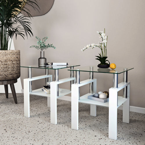 White Glass Square Tables