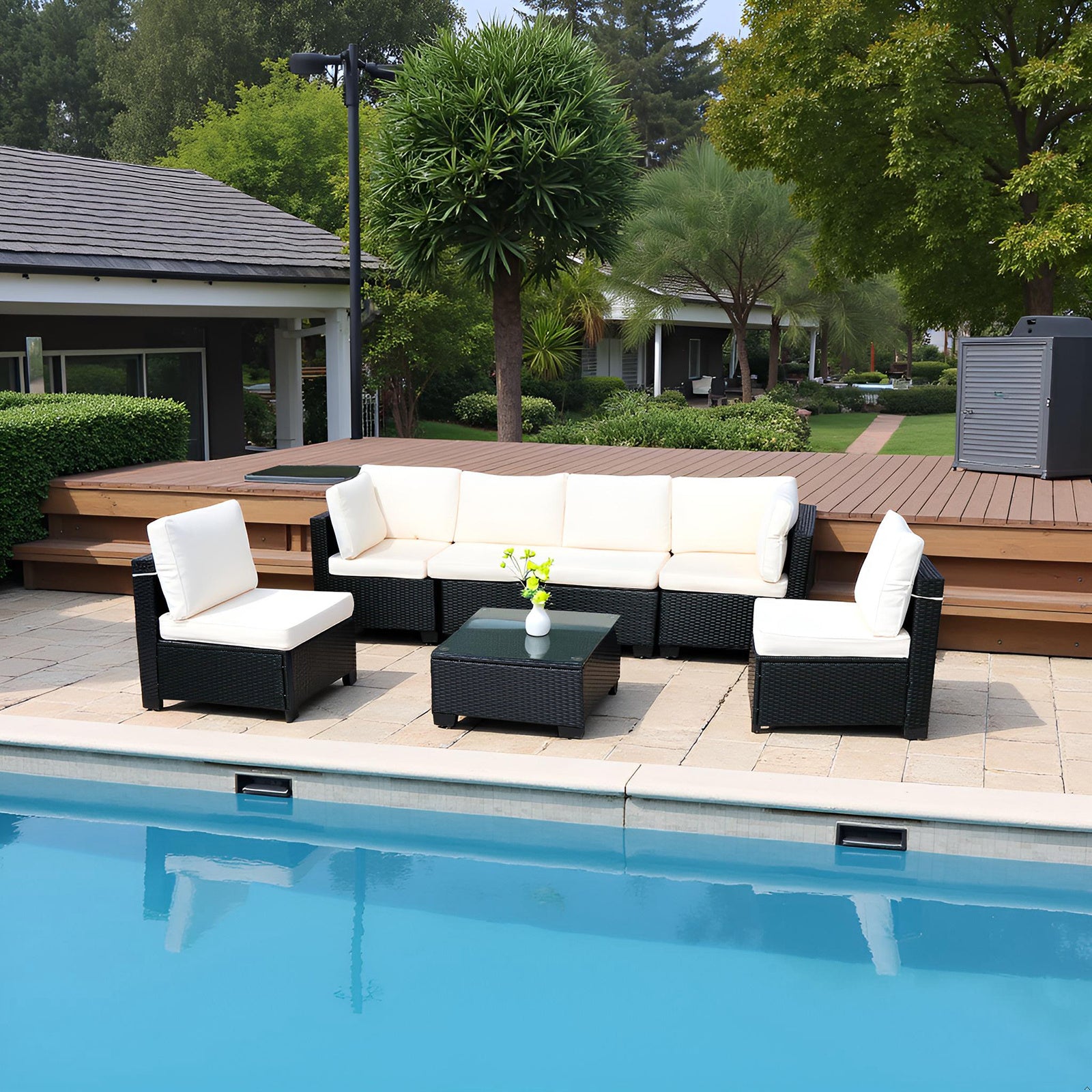 Black Rattan Outdoor Sofa