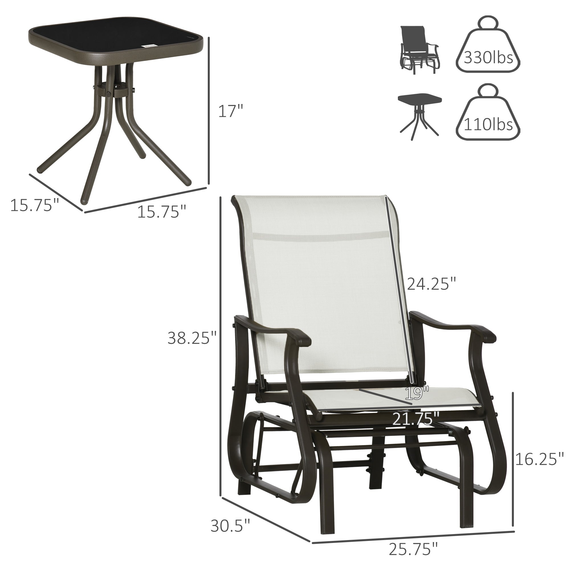 Aluminum Patio Glider Set