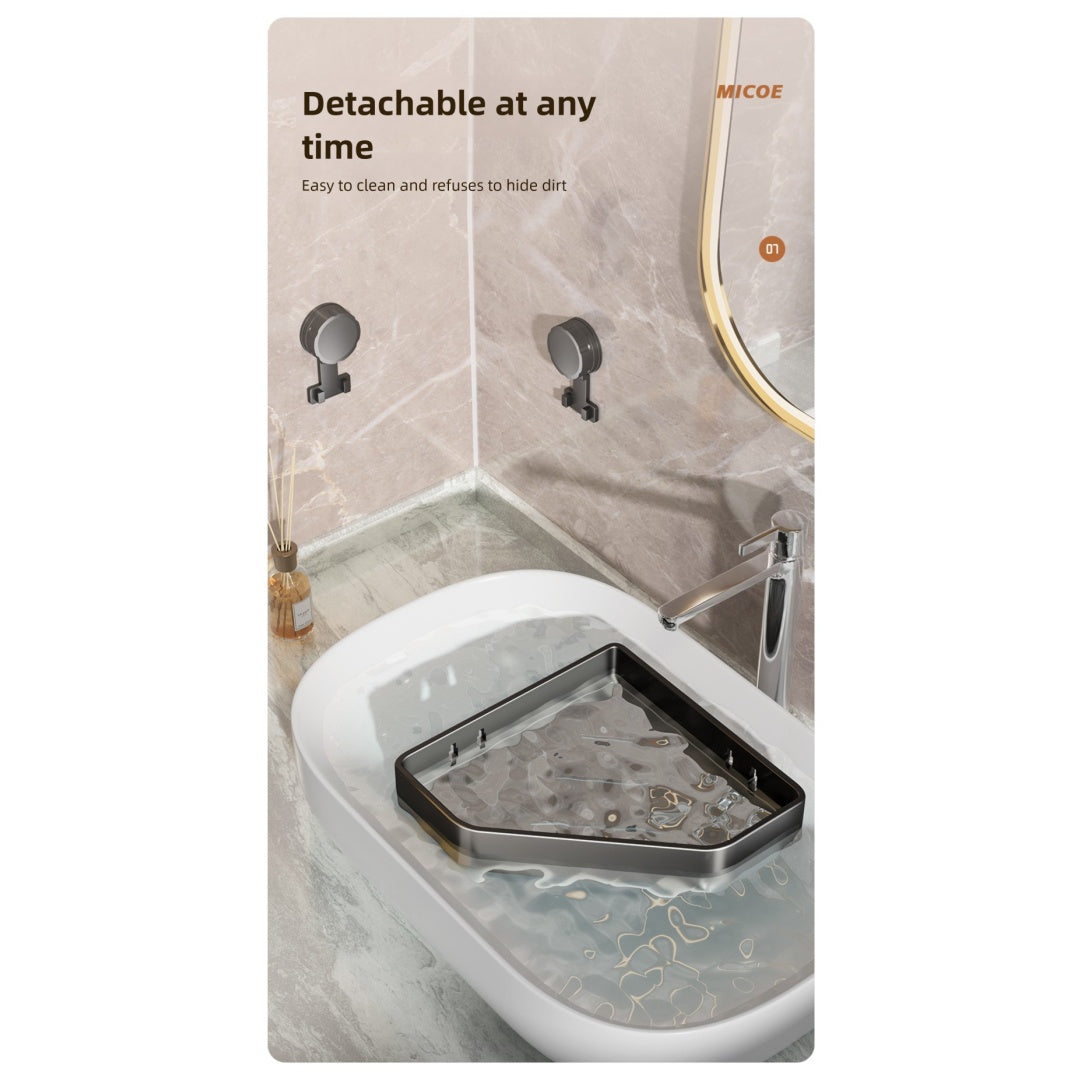 Gunmetal Suction Shower Shelf