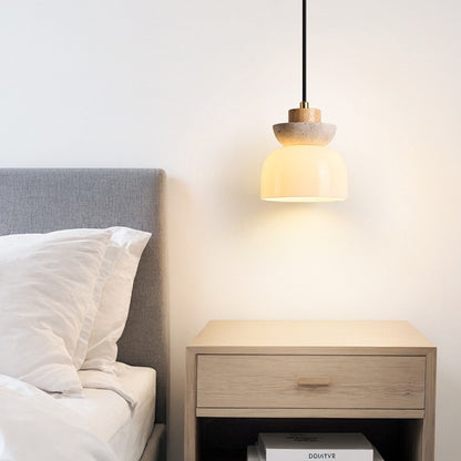 Japanese Style Bedroom Bedside Small Droplight Log Cream Style