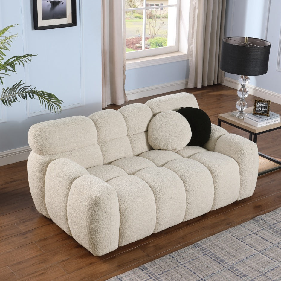 Beige Boucle Sofa