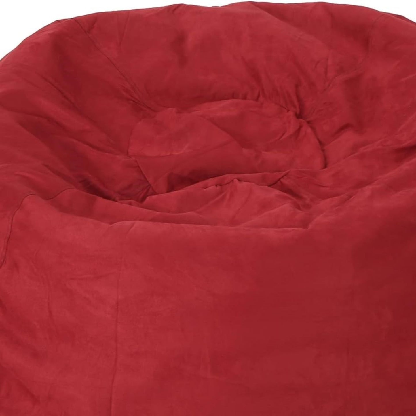 5-Foot Comfortable High-Density Shredded Foam Bean Bag Chair For Kids And Adults, With Removable Microsuede Cover, Ideal Reading And Bedroom Floor Lounge, Chinese Red