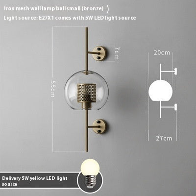 Living Room Wall Lamp Retro Creative Corridor Aisle Glass Ball Wall Lamp