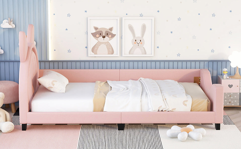 Pink Cushioned Sofa Bed