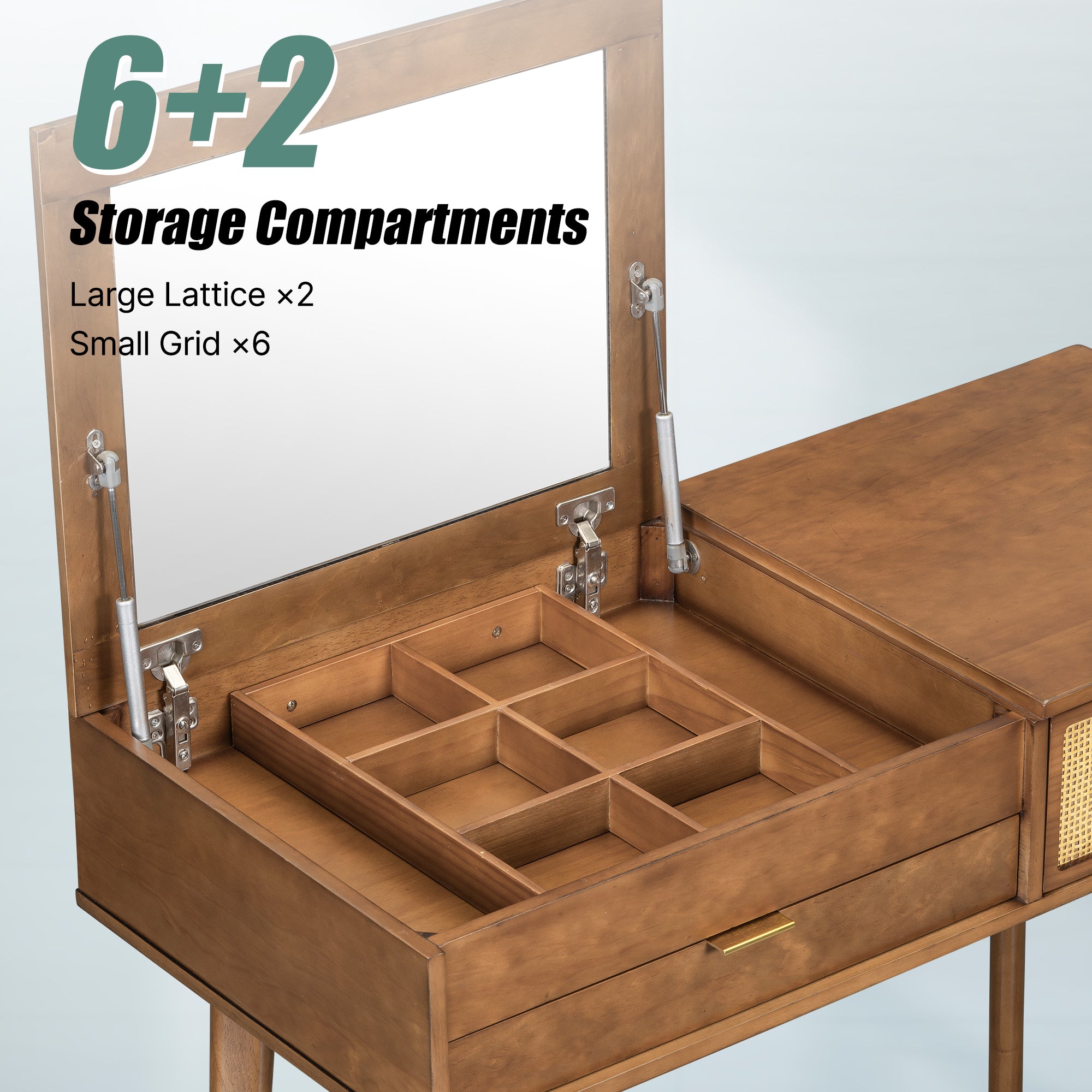 Wood Makeup Vanity Set Flip-top Mirror Dressing Table
