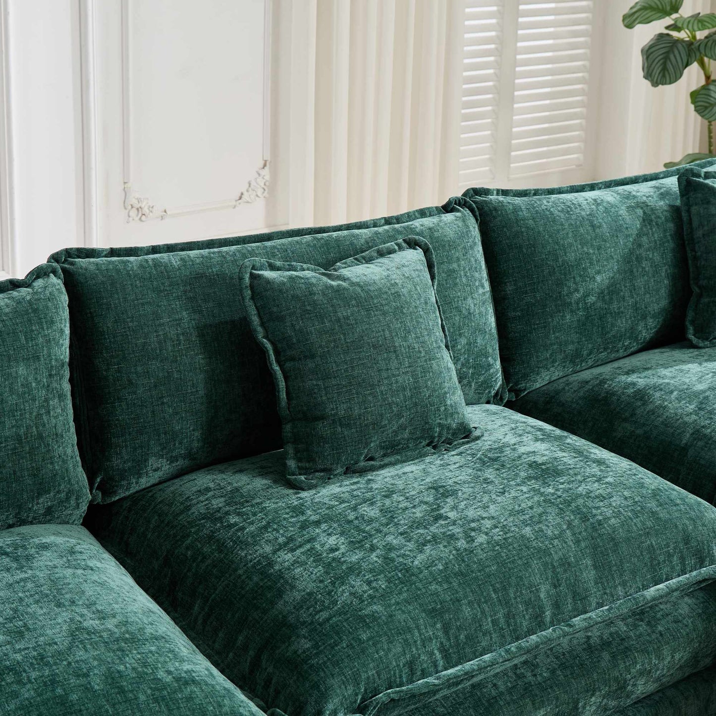 Cloud Sofa Two Seats The Cushion On The Armrest Not Included, Modern Sectional Couch, For Apartment, Comfy Double Layer Upholstered Seat Cushion, Breathable Chenille Fabric,Green,SW504AGN