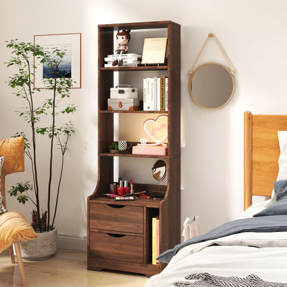 Night Stand With Bookshelf, Night Stand With 2 Storage Drawers For Bedroom