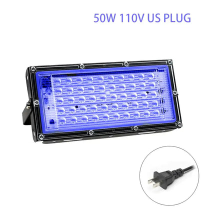 Blue led floodlight 50w with black metal housing and us plug for decorbites 100w led uv blacklight stage effect use