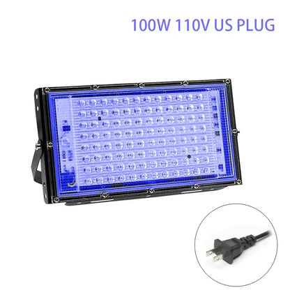 Decorbites 100w led black rectangular uv blacklight stage effect with bright blue leds and integrated US plug for party room