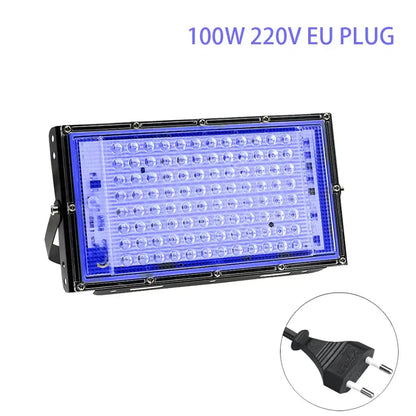 Black rectangular decorbites 100w led uv blacklight stage effect light with blue leds and eu plug for party room