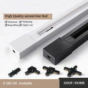 Modern black and white aluminum rail spotlight fitting with copper core for durable high-quality track rail spotlight installation