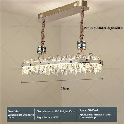Modern oval villa crystal chandelier with sleek silver frame clear crystal droplets and chrome hardware for living room