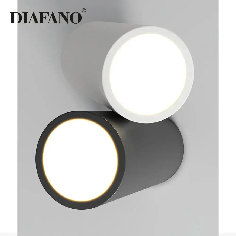 Modern white square dimmable ceiling spot light with matte black and white cylindrical wall sconces for living room
