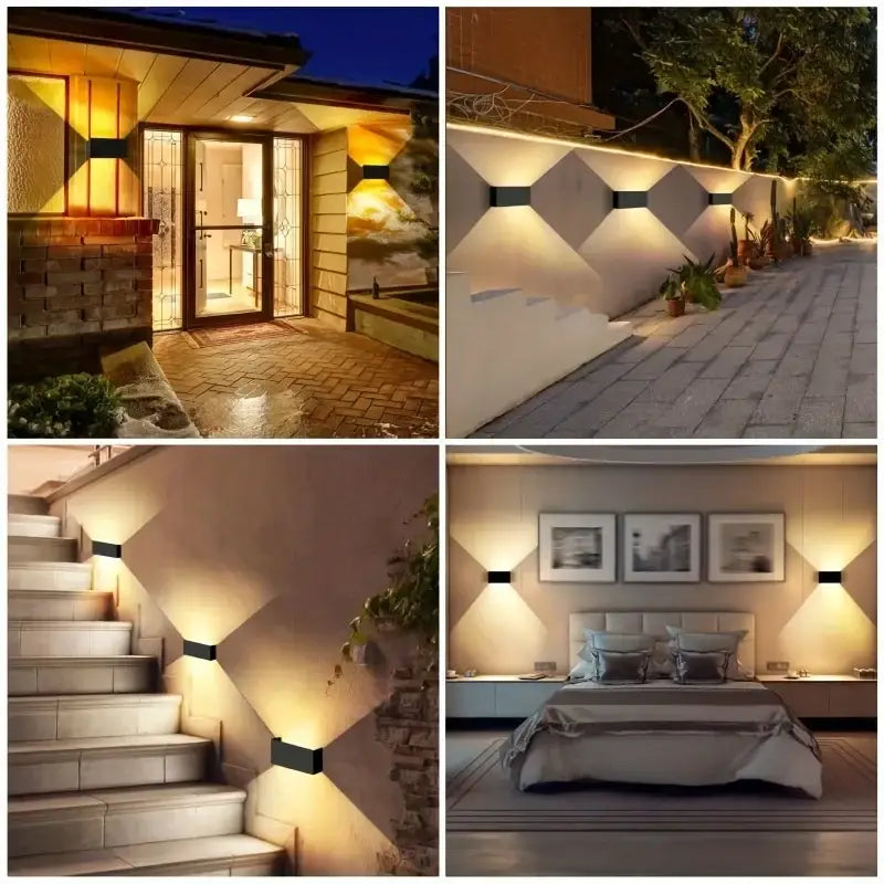 Modern black minimalist 24w led wall light outdoor sconce with warm white 24w led rectangular wall light design