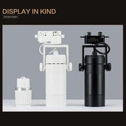 Modern white and black 25w dimmable led spotlight with adjustable arms and mounting hardware for living room track light