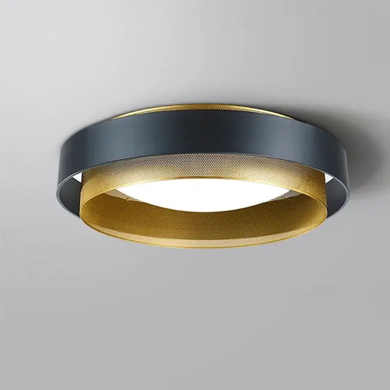 Modern black and gold led ceiling lamp with sleek circular design and soft white illumination for home office use