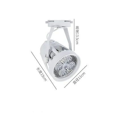 Modern black and white 35w led ceiling spot light with four white led bulbs and metallic accents for retail display
