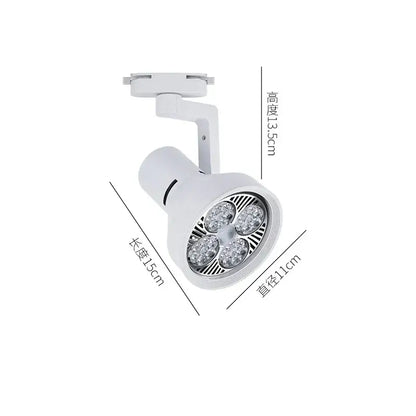 Modern black and white 35w led ceiling spot light with four white track led bulbs in circular arrangement