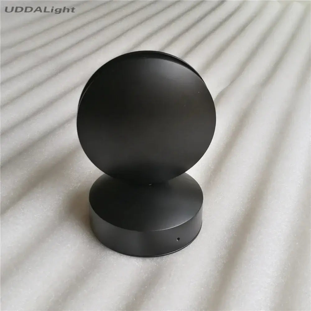 Black matte circular led lamp base with modern design for white spherical window wall lamps in hallway lighting