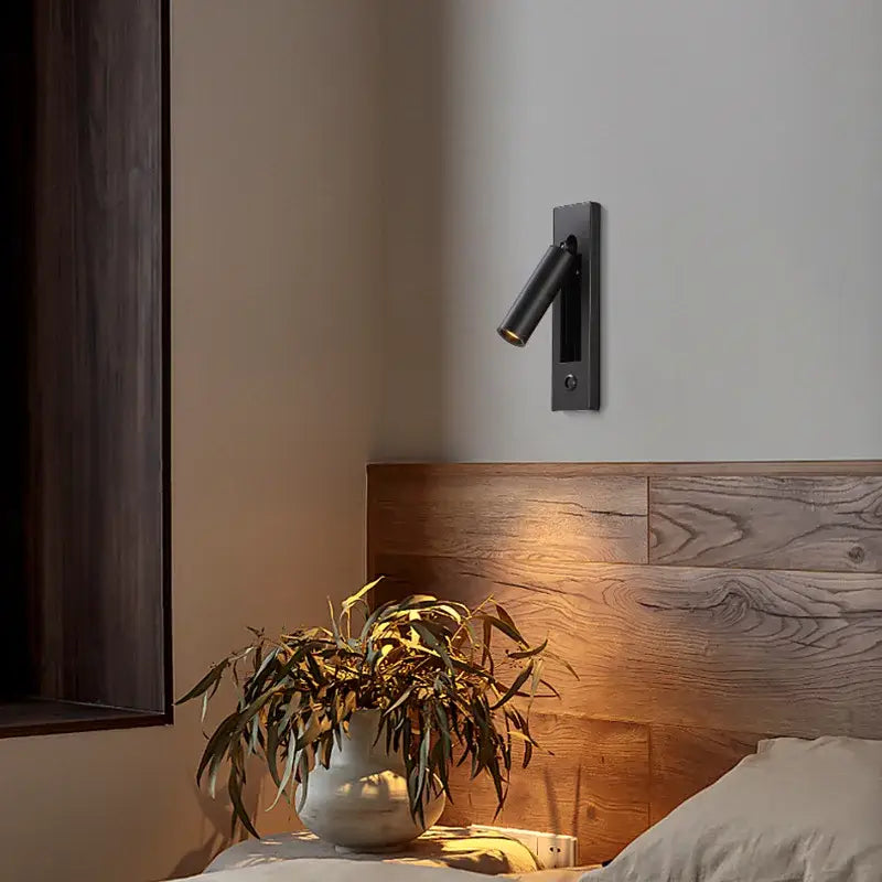 Black metal wall light with sleek modern design featuring decorbites 3w led for led mounted headboard use in bedroom