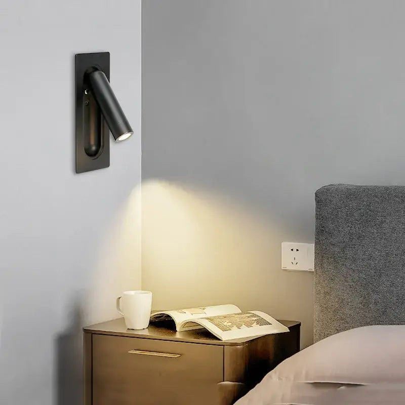 Modern brass and black wall light with black matte finish and sleek design decorbites 3w led mounted headboard light