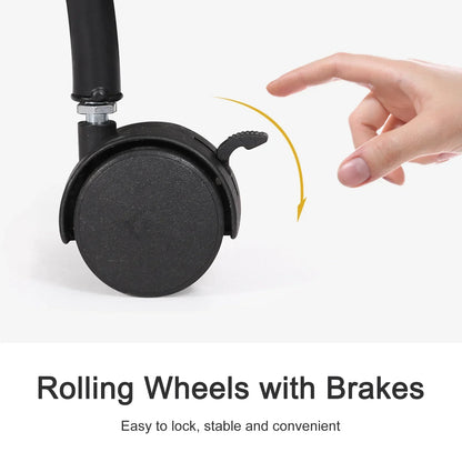 Black caster wheel with brake lever for easy locking on decorbites™ 4-wheel plant stand shelf with 6 pots